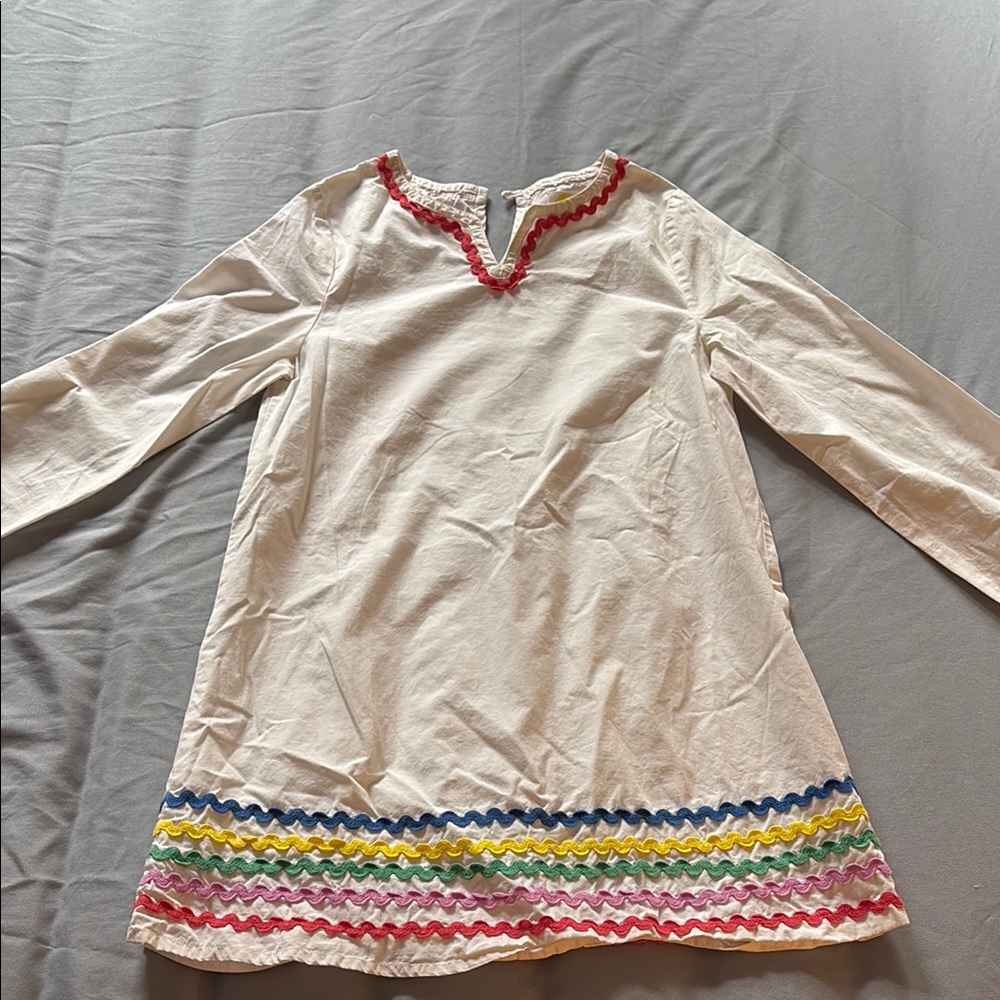Colorful Trim White Tunic Top